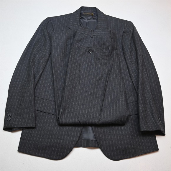Vtg Brooks Brothers 40S 33x30 Chalk Stripe 100% Wool Golden Fleece Flannel Suit